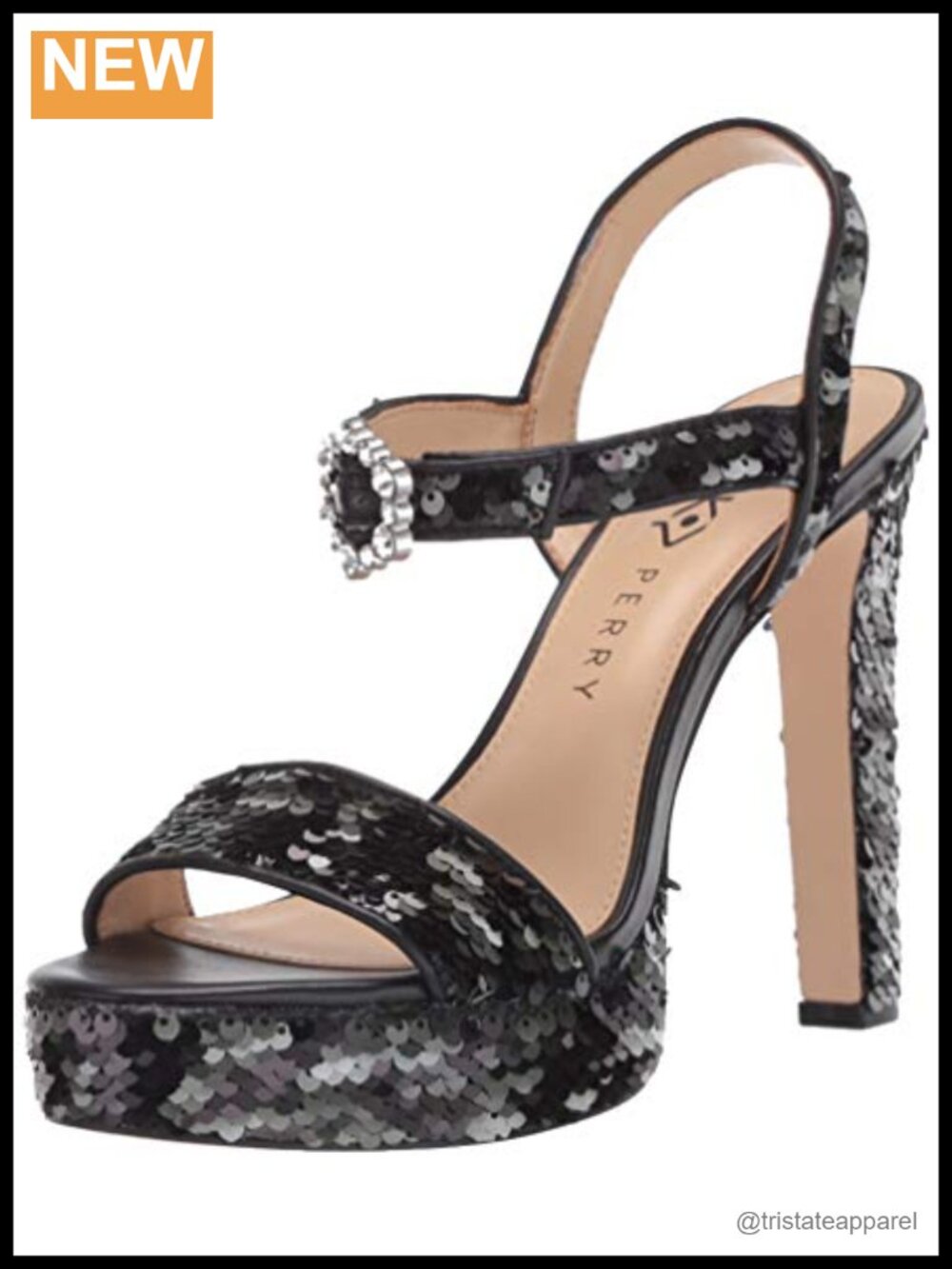 Platform Slingback Heeled Sandals Rhinestone Padded Insole